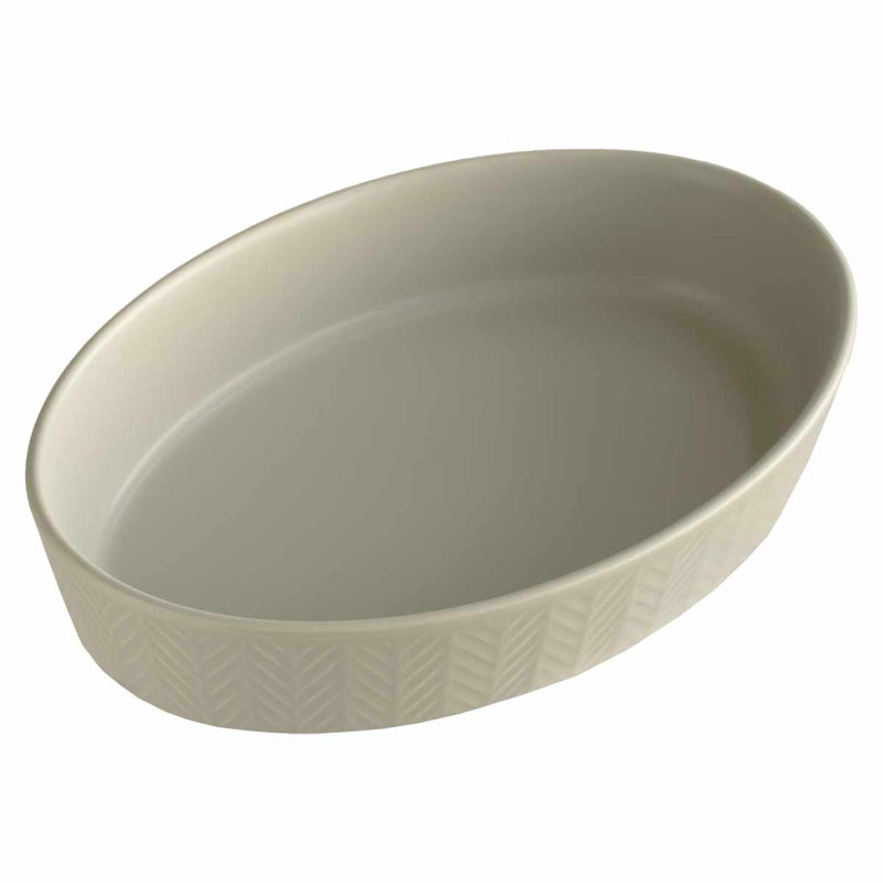 グラタン皿オーバル24.5cmLヘリンボーン耐熱陶器