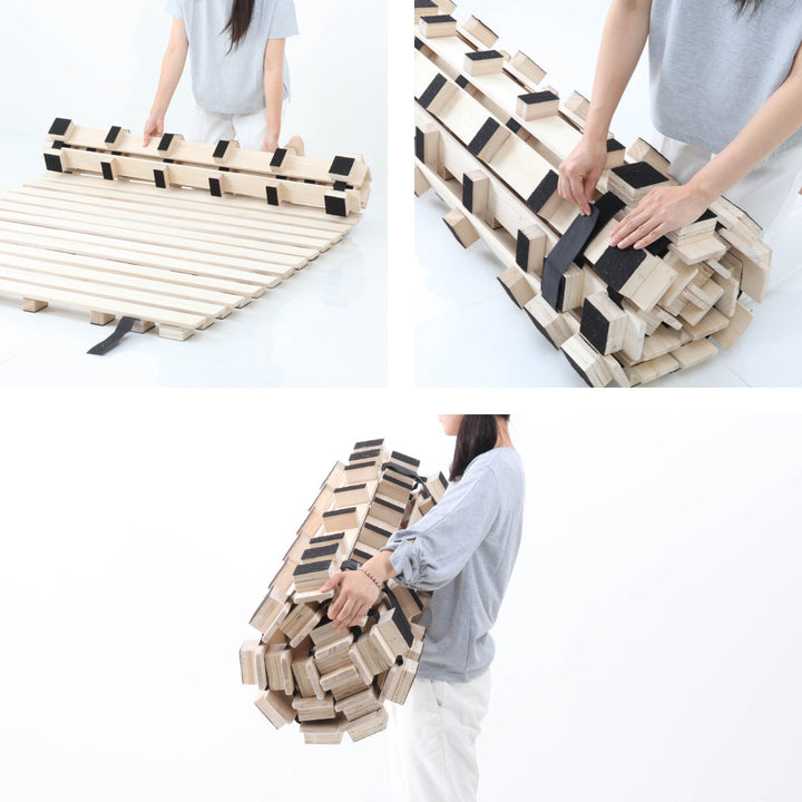 桐ロールすのこダブル床面高5cm簡単収納