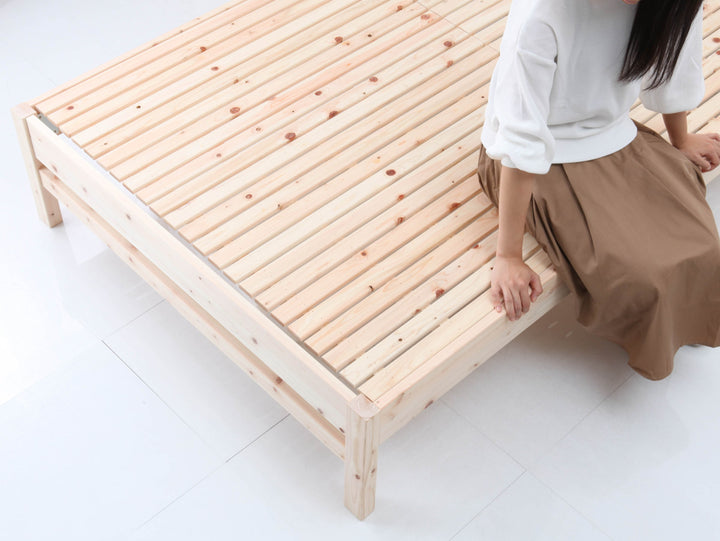 繊細すのこベッドセミダブル国産ひのき宮棚2口コンセント付高さ調整可日本製