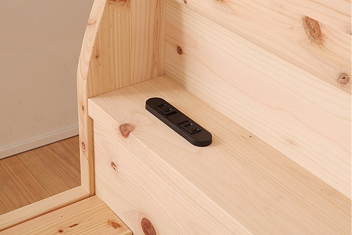 繊細すのこベッドセミダブル国産ひのき宮棚2口コンセント付高さ調整可日本製