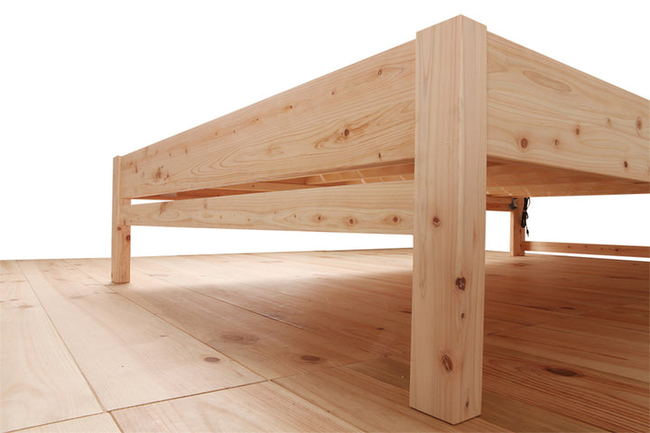 繊細すのこベッドセミダブル国産ひのき宮棚2口コンセント付高さ調整可日本製