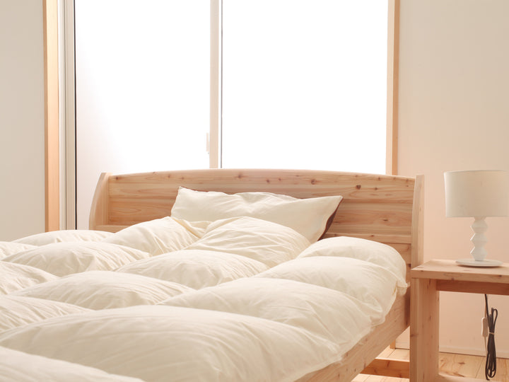 繊細すのこベッドセミダブル国産ひのき宮棚2口コンセント付高さ調整可日本製