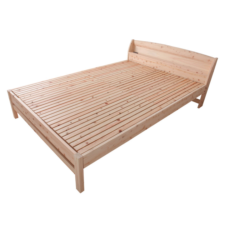 繊細すのこベッドセミダブル国産ひのき宮棚2口コンセント付高さ調整可日本製