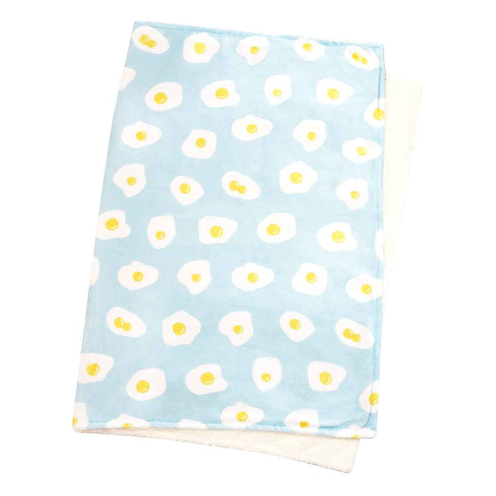 ブランケット食べ物目玉焼き70x100cmフランネル裏ボア