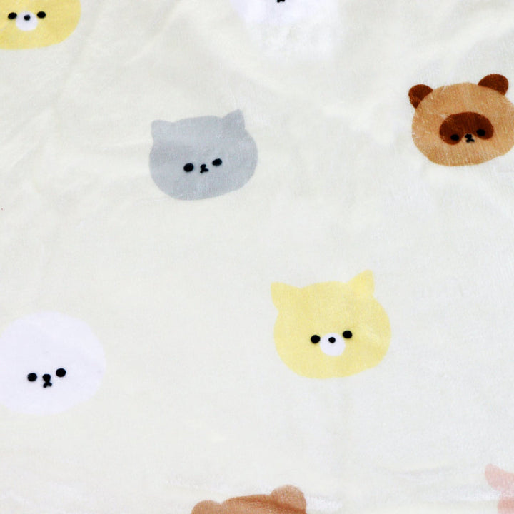 ブランケットモフモフレンズ総柄70x100cmフランネル裏ボア