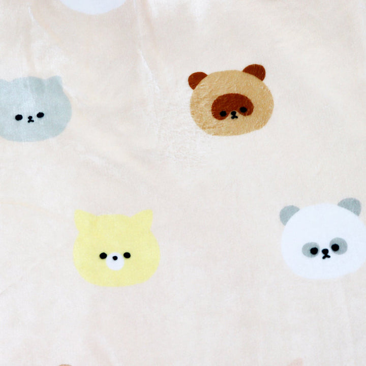 ブランケットモフモフレンズ総柄70x100cmフランネル裏ボア