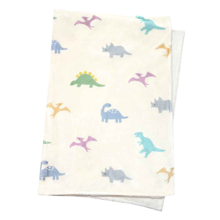 ブランケット動物きょうりゅう70x100cmフランネル裏ボア