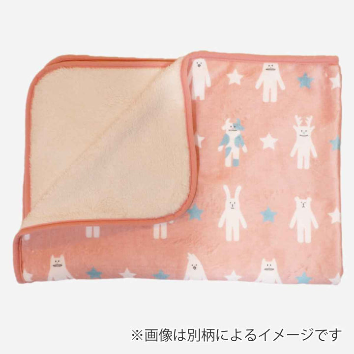 ブランケット動物きょうりゅう70x100cmフランネル裏ボア