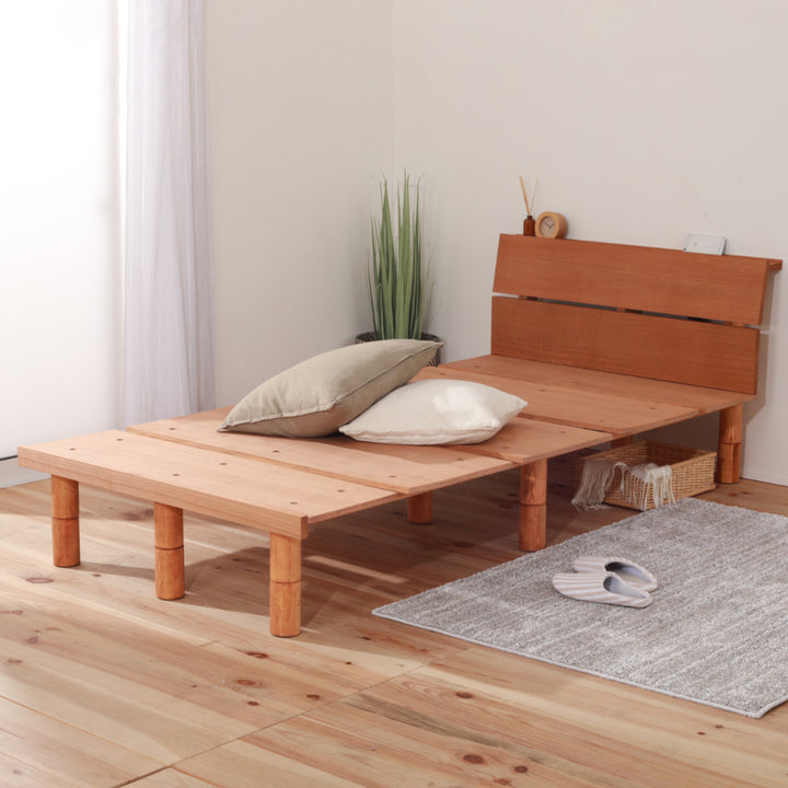 幅広すのこベッドセミダブル宮棚2口コンセント付高さ調整可