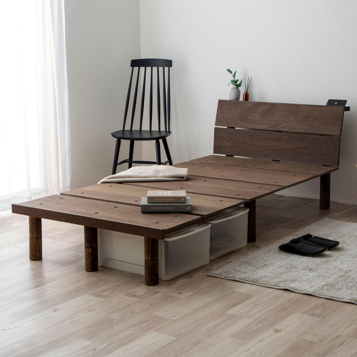 幅広すのこベッドセミダブル宮棚2口コンセント付高さ調整可