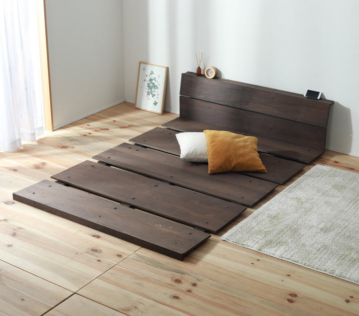 幅広すのこベッドセミダブル宮棚2口コンセント付高さ調整可