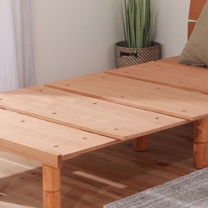 幅広すのこベッドセミダブル宮棚2口コンセント付高さ調整可