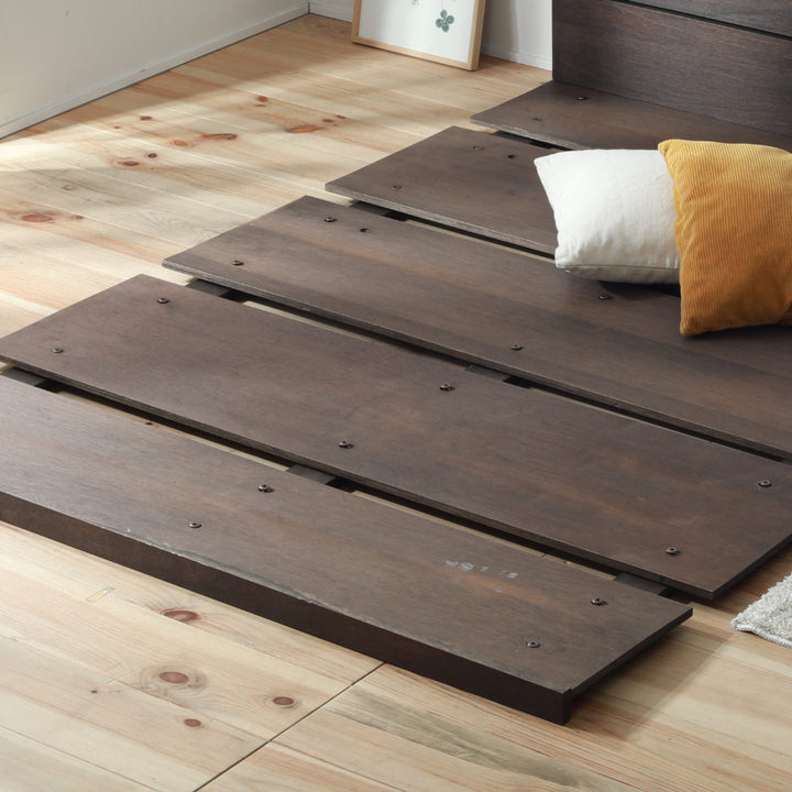 幅広すのこベッドセミダブル宮棚2口コンセント付高さ調整可