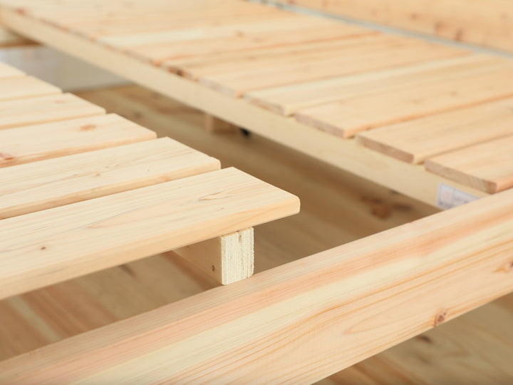 繊細すのこベッドセミダブル国産ひのき宮棚2口コンセント付6本脚日本製