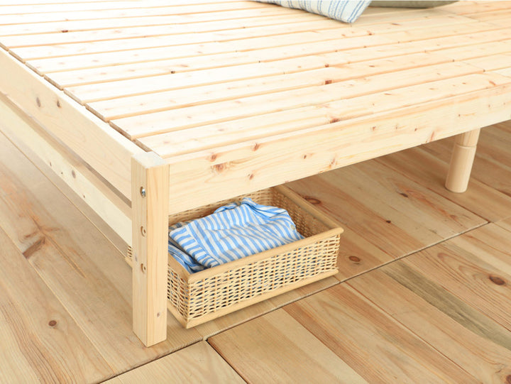 繊細すのこベッドセミダブル国産ひのき宮棚2口コンセント付6本脚日本製