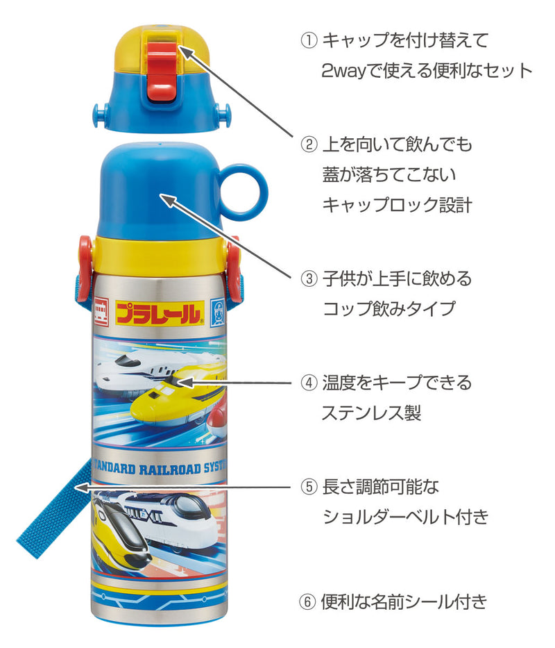 水筒 580ml 超軽量２WAYステンボトル 保温 保冷 プラレール24