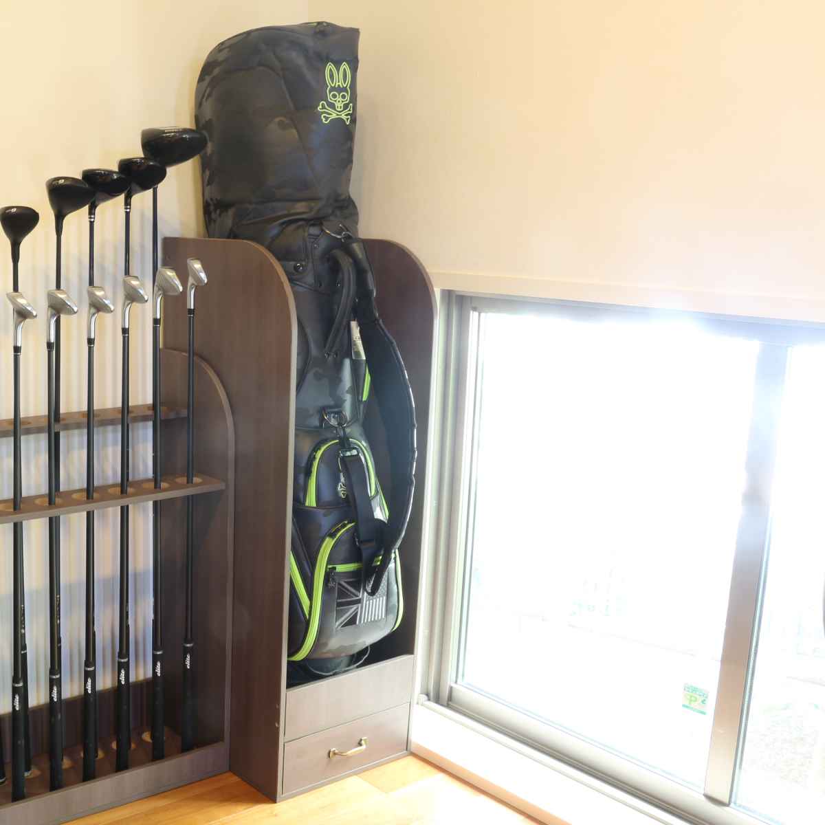 木製ゴルフバックスタンド バック置き 玄関収納 木製ゴルフバックスタンド バック置き 玄関収納