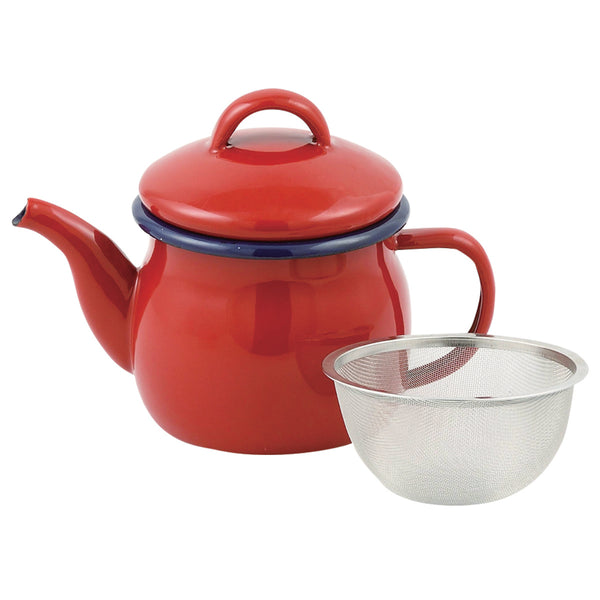 ティーポット茶こし付き580mlホーロー