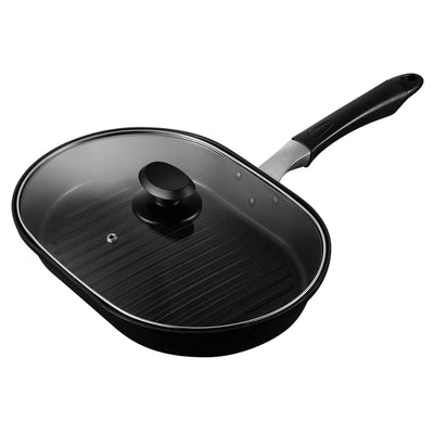 魚焼き器 IH対応 グリルファン ガラス蓋付き 魚焼きフライパン ワイドパン