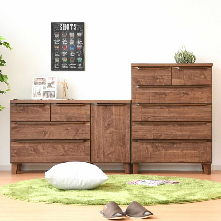 ハイチェスト5段北欧風モダン日本製幅80cm