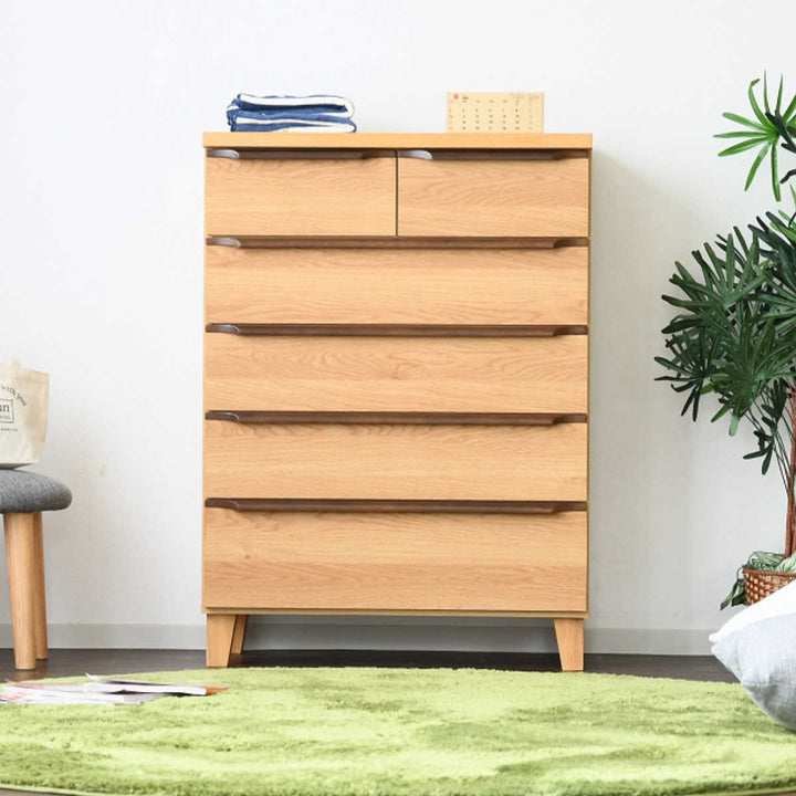 ハイチェスト5段北欧風モダン日本製幅80cm