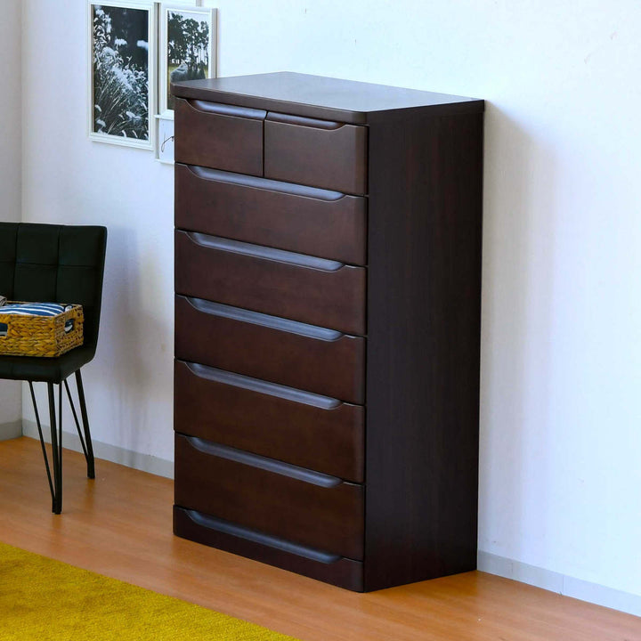 チェスト6段北欧風スライドレール付幅80cm