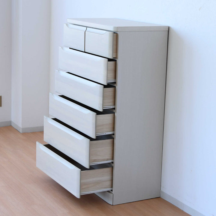 チェスト6段北欧風スライドレール付幅80cm