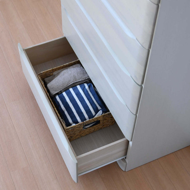 チェスト6段北欧風スライドレール付幅80cm