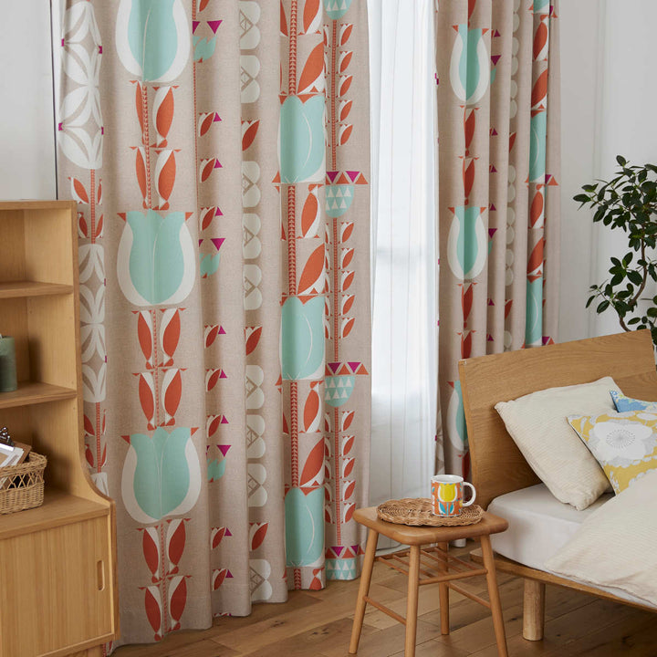 カーテン遮光3級チューリッペン100×135cm1枚入りスミノエドレープカーテン