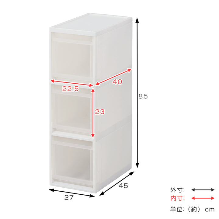 キッチンストッカーファビエスキピタストッカーワイド3段幅27cmS-030W