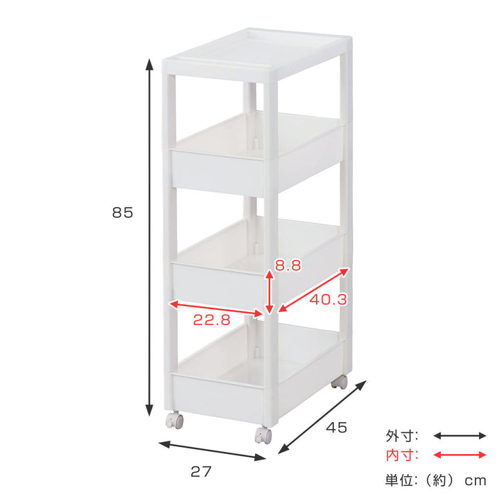 キッチンワゴンファビエスキピタワゴンワイド4段幅27cm