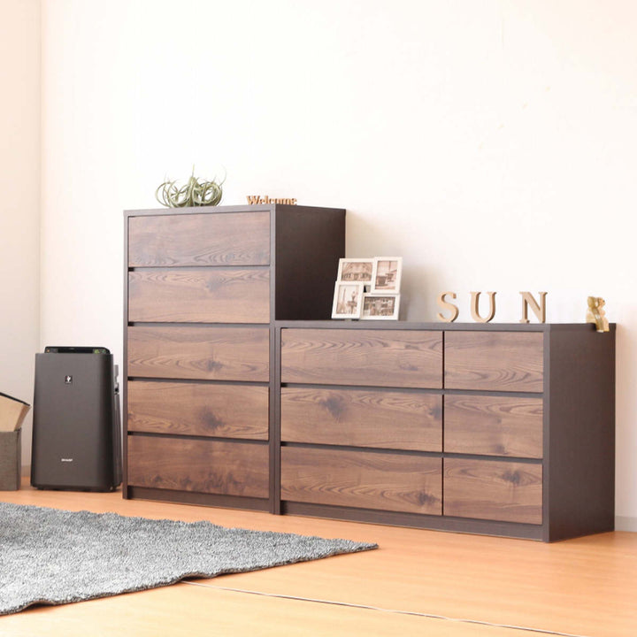 チェスト幅80cm5段ナチュラルモダン日本製