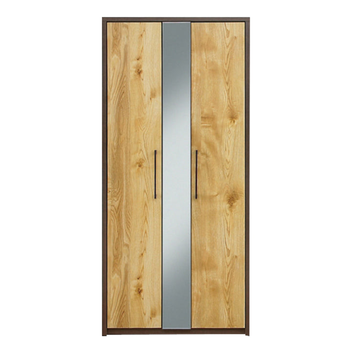 ワードローブ幅80cmミラー付ナチュラルモダン日本製