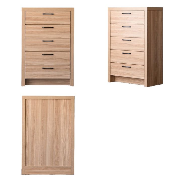 チェスト5段オーク柄ナチュラルデザイン約幅80cm