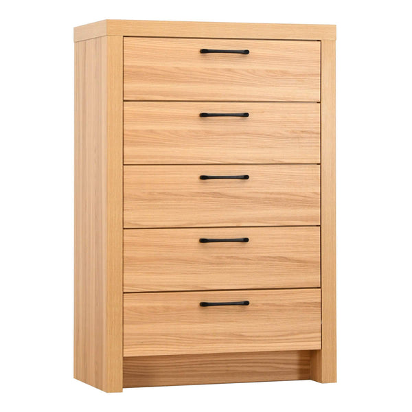 チェスト5段オーク柄ナチュラルデザイン約幅80cm