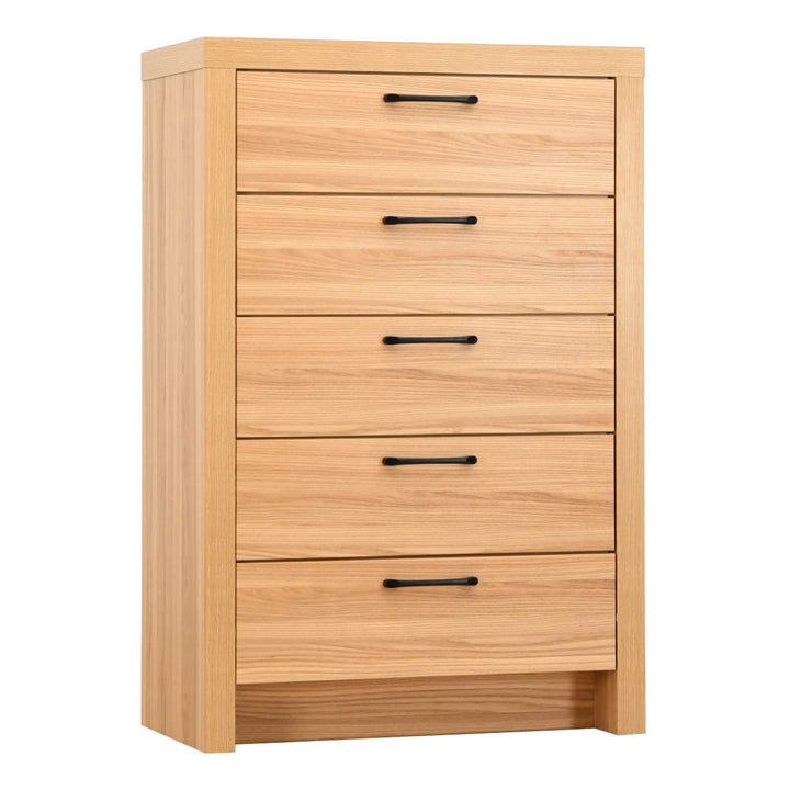 チェスト5段オーク柄ナチュラルデザイン約幅80cm