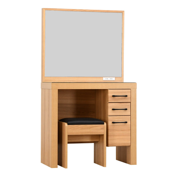 ドレッサースツール付オーク柄ナチュラルデザイン約幅76cm