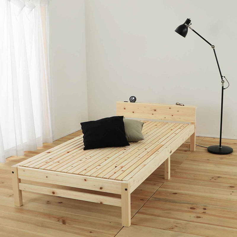 繊細すのこベッドシングル棚コンセント付国産ひのき天然木日本製