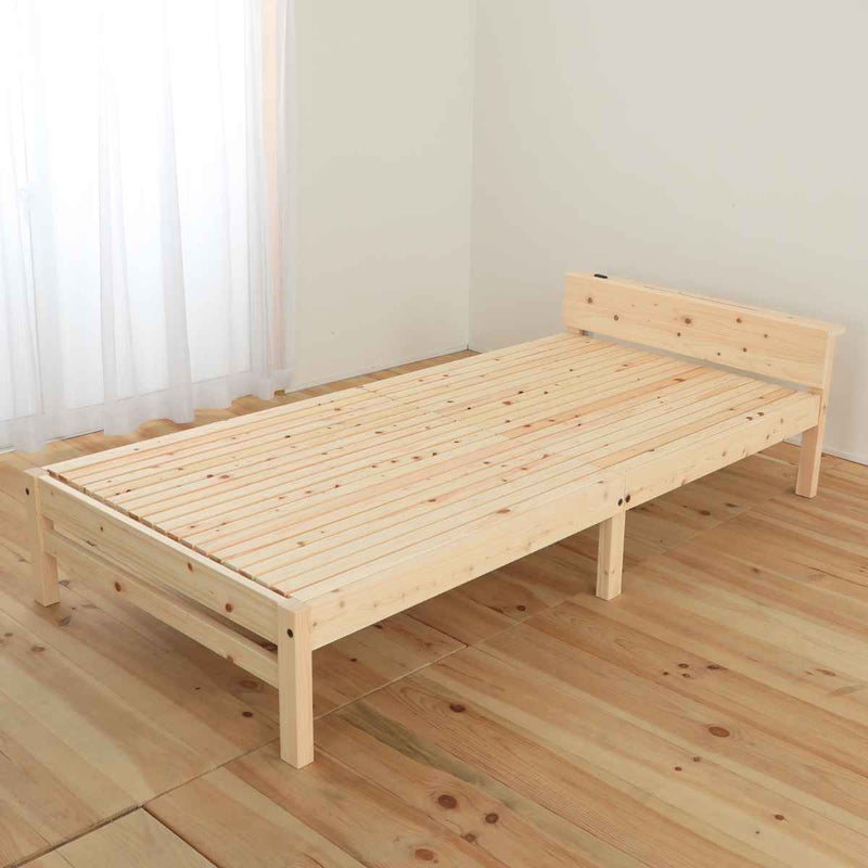 繊細すのこベッドシングル棚コンセント付国産ひのき天然木日本製
