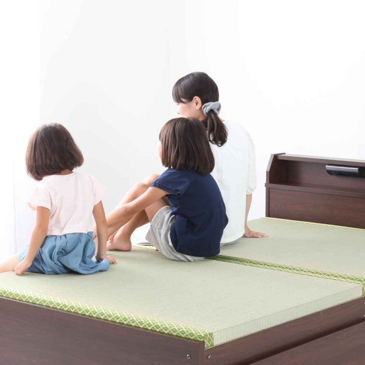 畳ベッドシングルロータイプ床面高28cm引出し2杯大容量収納宮棚付日本製