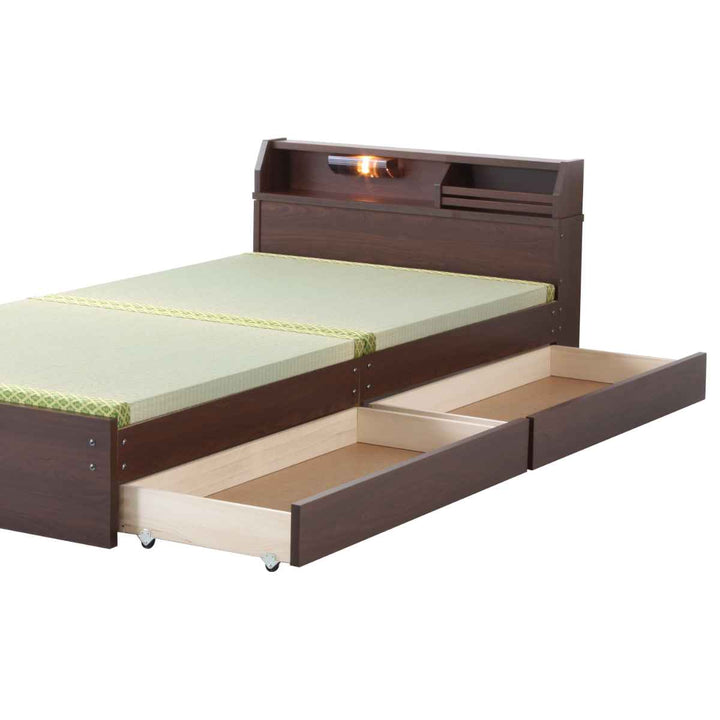 畳ベッドシングルロータイプ床面高28cm引出し2杯大容量収納宮棚付日本製