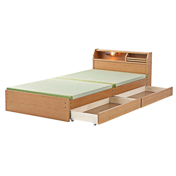 畳ベッドセミダブルロータイプ床面高28cm引出し2杯大容量収納宮棚付日本製