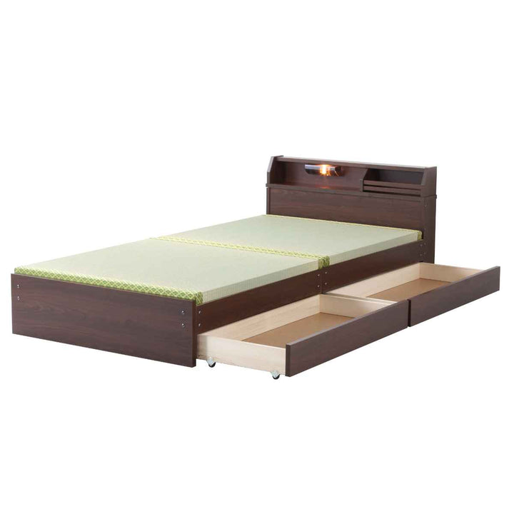 畳ベッドダブルロータイプ床面高28cm引出し2杯大容量収納宮棚付日本製