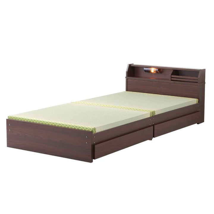 畳ベッドダブルロータイプ床面高28cm引出し2杯大容量収納宮棚付日本製