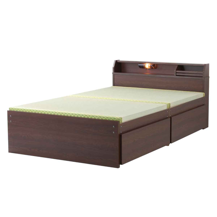 畳ベッドセミダブルハイタイプ床面高42cm引出し2杯大容量収納宮棚付日本製