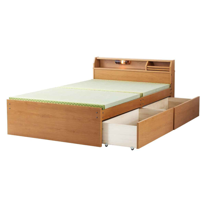 畳ベッドセミダブルハイタイプ床面高42cm引出し2杯大容量収納宮棚付日本製