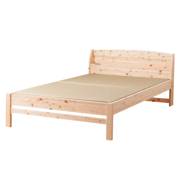 畳ベッドダブル宮棚2口コンセント付国産ひのき天然木日本製