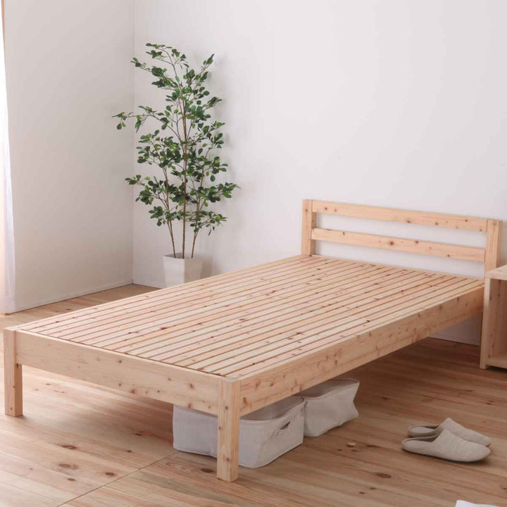 繊細すのこベッドセミダブルシンプルデザイン国産ひのき天然木日本製