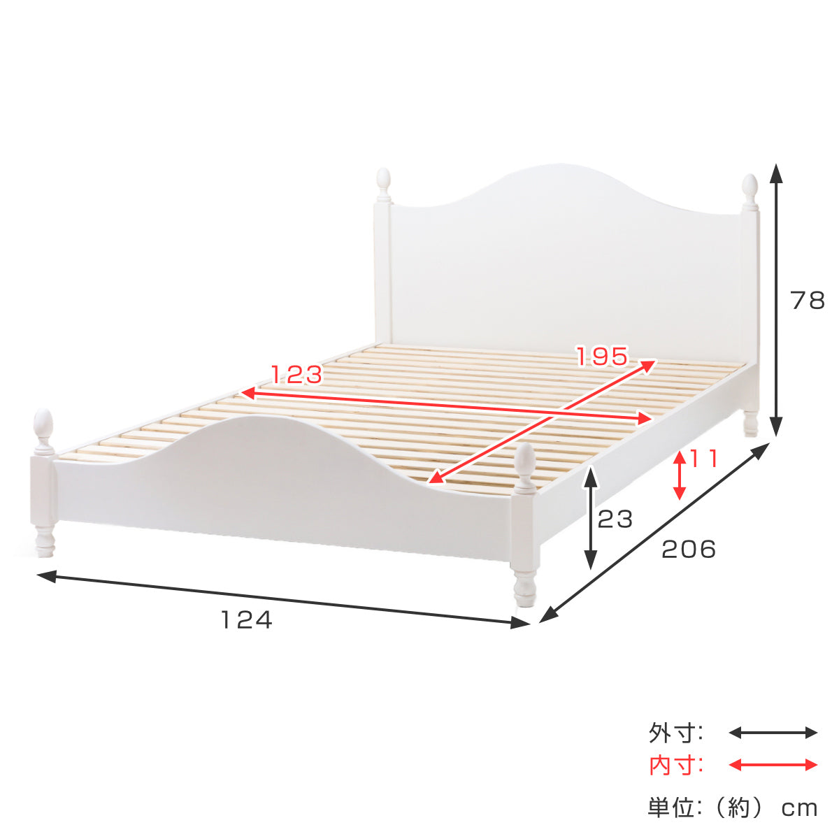 ベッド セミダブル プリンセスデザイン 姫系 すのこ 簡単組立 – ハウジー
