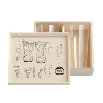 ハイボールグラスセット 2個入り 420ml 薄づくり 専用木箱 ガラス